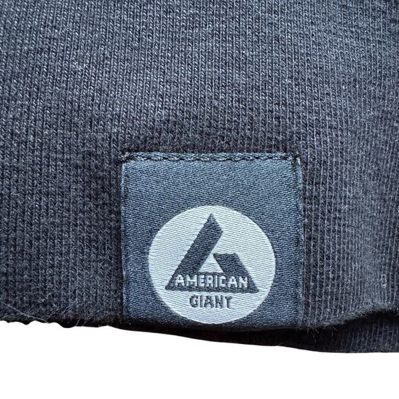 American Giant Black Hoodie Men's Large Heavy Double Elbow Zip Up Made In USA - Picture 6 of 11